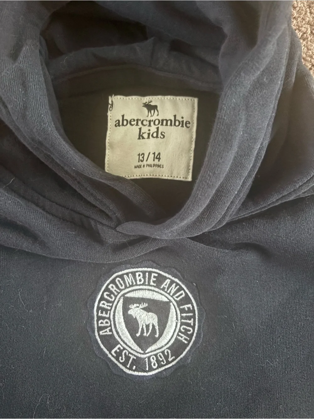 abercrombie kids Black and blue  Logo Hoodie with Embroidered Crest- set of 2